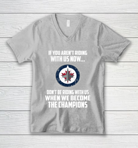 NHL Winnipeg Jets Hockey We Become The Champions V-Neck T-Shirt 3