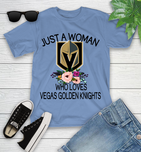 NHL Just A Woman Who Loves Vegas Golden Knights Hockey Sports Youth T-Shirt 9