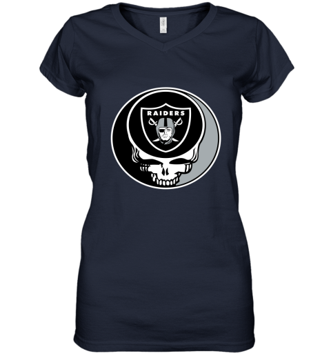NFL Oakland Raiders Grateful Dead Rock Band Football Sports T0wo4svVKw3 women v neck t shirt 39 95 151514 front navy