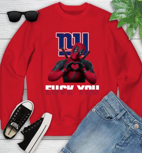 NHL New York Giants Deadpool Love You Fuck You Football Sports Youth Sweatshirt 8