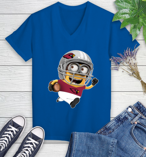 NFL Arizona Cardinals Minions Disney Football Sports Women's V-Neck T-Shirt 10