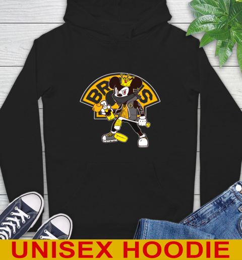 Boston Bruins NHL Hockey Mickey Peace Sign Sports Hoodie 2