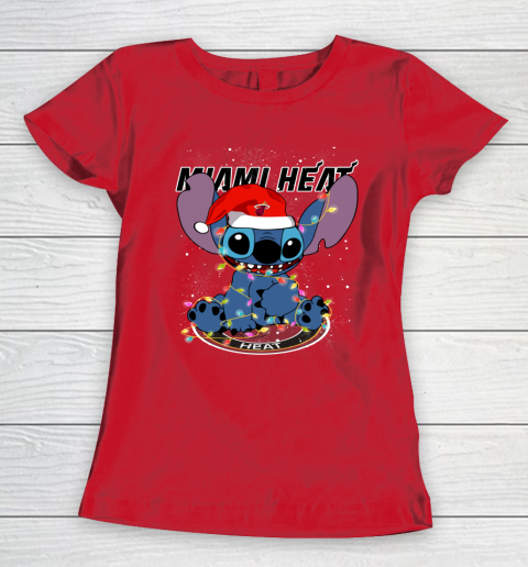 Miami Heat NBA noel stitch Basketball Christmas Women's T-Shirt 7
