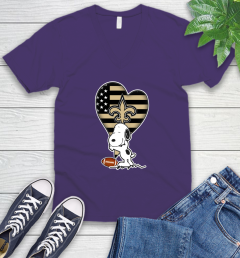 New Orleans Saints NFL Football The Peanuts Movie Adorable Snoopy V-Neck T-Shirt 10