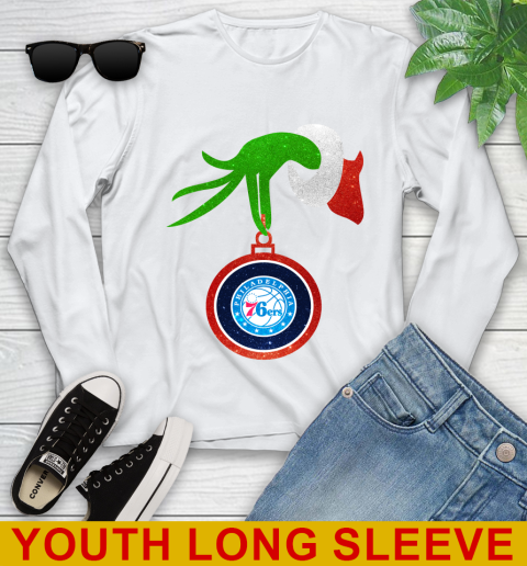 Philadelphia 76ers Grinch Merry Christmas NBA Basketball Youth Long Sleeve