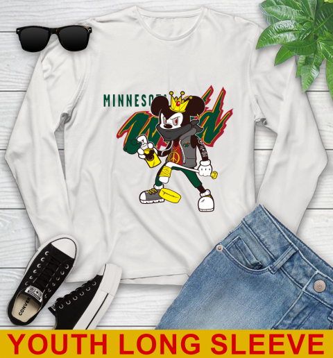 Minnesota Wild NHL Hockey Mickey Peace Sign Sports Youth Long Sleeve 12