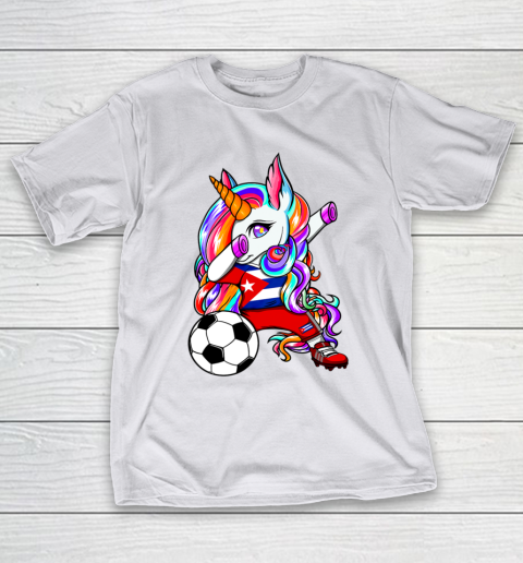 Dabbing Unicorn Cuba Soccer Fans Jersey Cuban Football Lover T-Shirt 24