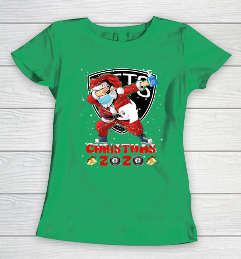 Brooklyn Nets Funny Santa Claus Dabbing Christmas 2020 NBA Women's T-Shirt 5