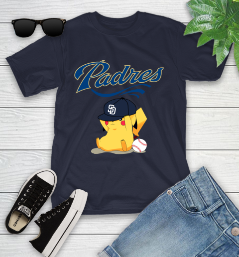 MLB Pikachu Baseball Sports San Diego Padres Youth T-Shirt 3