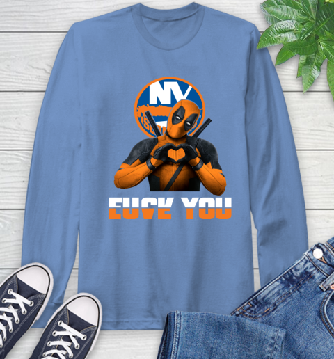NHL New York Islanders Deadpool Love You Fuck You Hockey Sports Long Sleeve T-Shirt 12