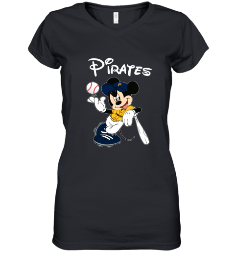 Baseball Mickey Team Pittsburgh Pirates Women's V-Neck T-Shirt