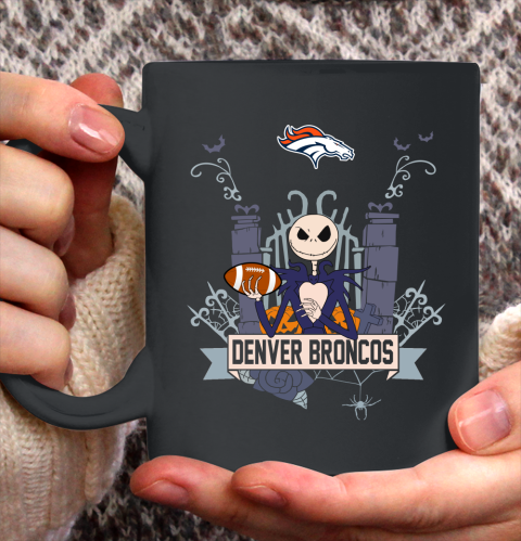 NFL Denver Broncos Football Jack Skellington Halloween Ceramic Mug 11oz