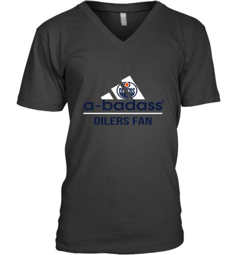 NHL A Badass Edmonton Oilers Fan Adidas Hockey Sports V-Neck T-Shirt