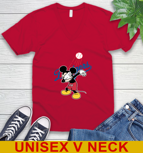 Los Angeles Dodgers MLB Baseball Dabbing Mickey Disney Sports V-Neck T-Shirt 7