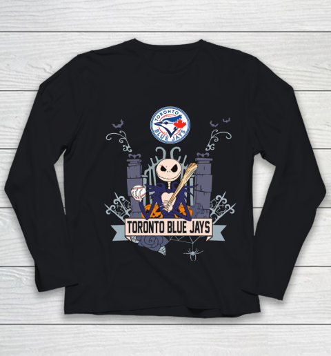 MLB Toronto Blue Jays Baseball Jack Skellington Halloween Youth Long Sleeve
