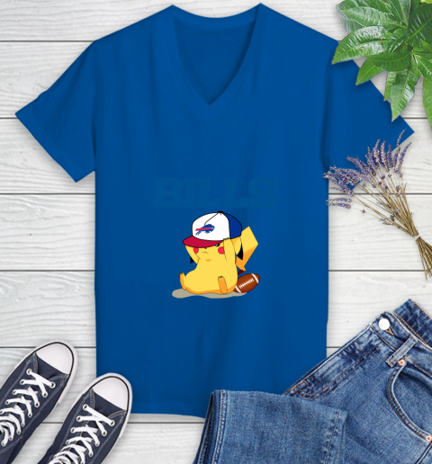 NFL Pikachu Football Sports Buffalo Bills Women's V-Neck T-Shirt 10