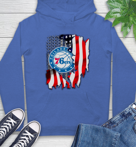 Philadelphia 76ers NBA Basketball American Flag Hoodie 9
