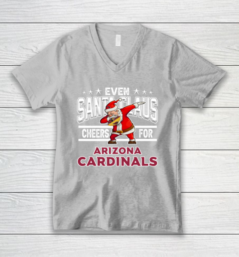 Arizona Cardinals Even Santa Claus Cheers For Christmas NFL V-Neck T-Shirt 3