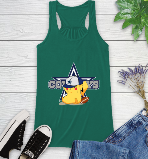 NFL Pikachu Football Sports Dallas Cowboys Racerback Tank 7