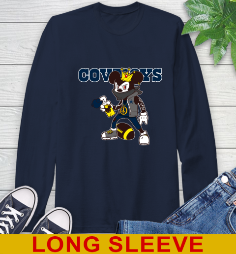 Dallas Cowboys NFL Football Mickey Peace Sign Sports Long Sleeve T-Shirt 5 Dallas Cowboys NFL Football Mickey Peace Sign Sports Long Sleeve T-Shirt - Image 5