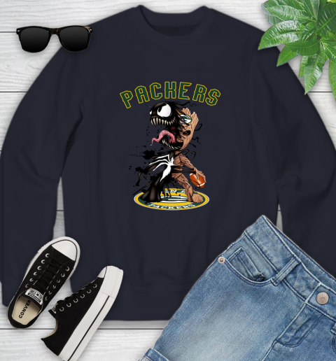 NFL Green Bay Packers Football Venom Groot Guardians Of The Galaxy Youth Sweatshirt 3