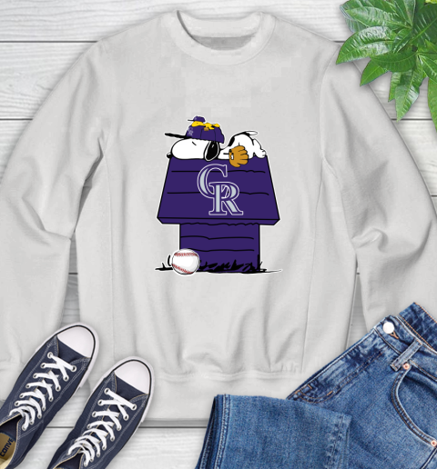 MLB Colorado Rockies Snoopy Woodstock The Peanuts Movie Baseball T Shirt Sweatshirt