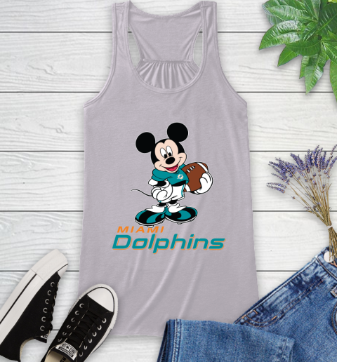 NFL Football Miami Dolphins Cheerful Mickey Mouse Shirt Racerback Tank 5