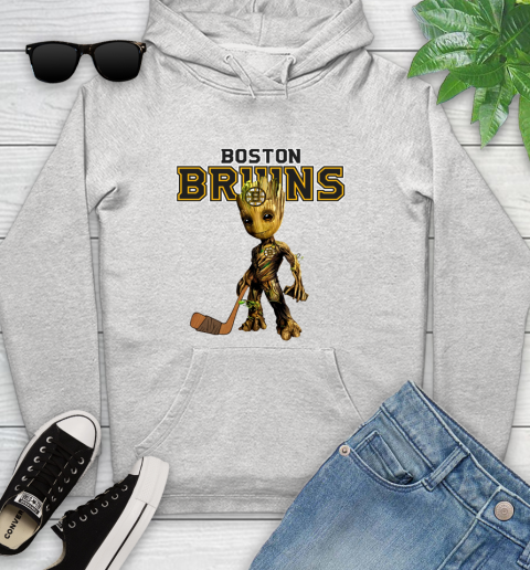 Boston Bruins NHL Hockey Groot Marvel Guardians Of The Galaxy Youth Hoodie