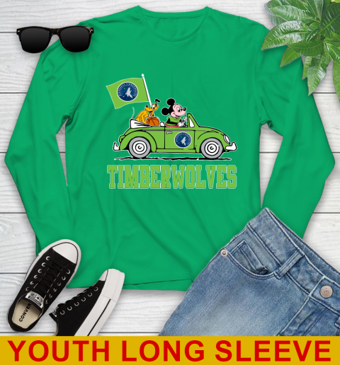 NBA Basketball Minnesota Timberwolves Pluto Mickey Driving Disney Shirt Youth Long Sleeve 7