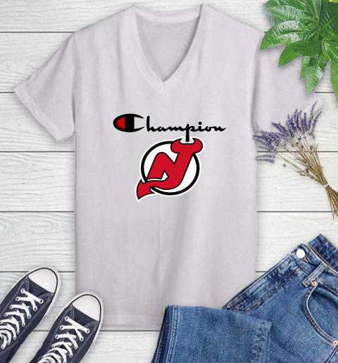 NHL Hockey New Jersey Devils Champion Shirt Women's V-Neck T-Shirt