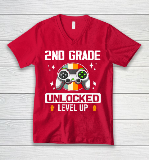 Next Level t shirts 2nd Grade Unlocked Level Up Back To School Second Grade Gamer V-Neck T-Shirt 6