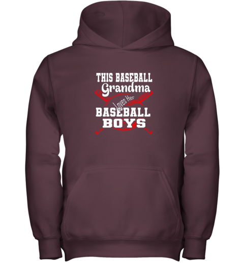 xclq this baseball grandma loves her baseball boys youth hoodie 43 front maroon