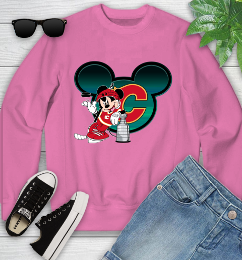NHL Calgary Flames Stanley Cup Mickey Mouse Disney Hockey T Shirt Youth Sweatshirt 7