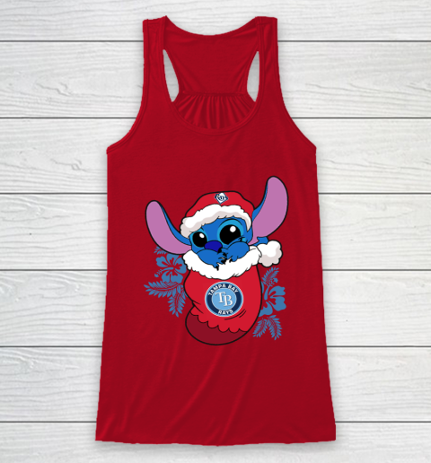 Tampa Bay Rays Christmas Stitch In The Sock Funny Disney MLB Racerback Tank 5