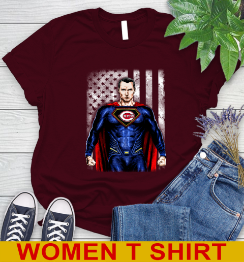 MLB Baseball Cincinnati Reds Superman DC Shirt Women's T-Shirt - Image 7