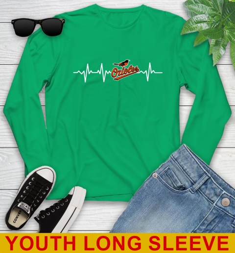 Baltimore Orioles MLB Baseball Heart Beat Shirt Youth Long Sleeve 7