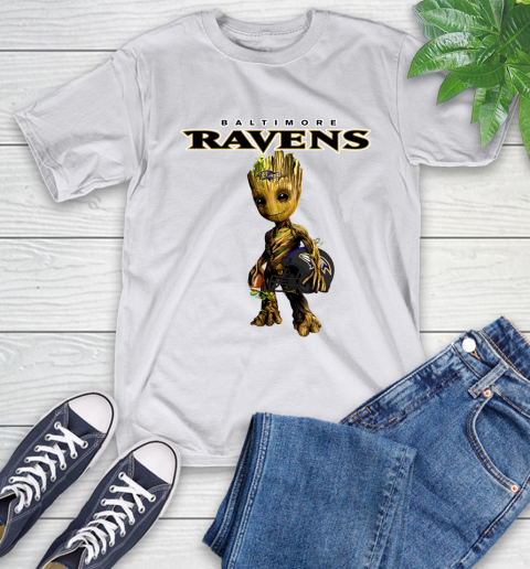Baltimore Ravens NFL Football Groot Marvel Guardians Of The Galaxy T-Shirt 12