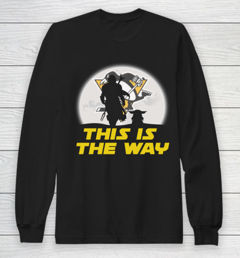 Pittsburgh Penguins NHL Ice Hockey Star Wars Yoda And Mandalorian This Is The Way Long Sleeve T-Shirt