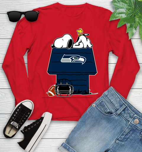 Seattle Seahawks NFL Football Snoopy Woodstock The Peanuts Movie Youth Long Sleeve 11