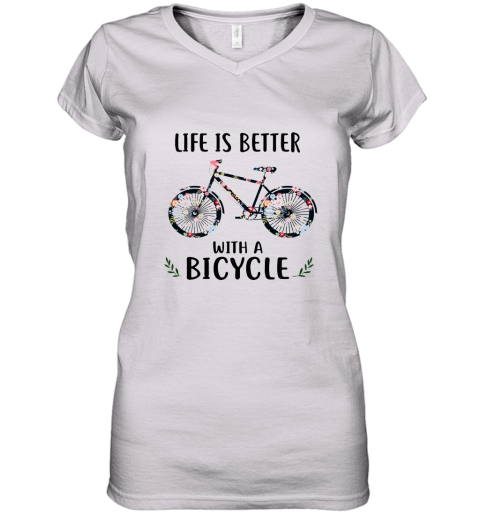Life Is Better With A Bicycle Women's V-Neck T-Shirt