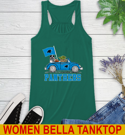 NFL Football Carolina Panthers Darth Vader Baby Yoda Driving Star Wars Shirt Racerback Tank 7