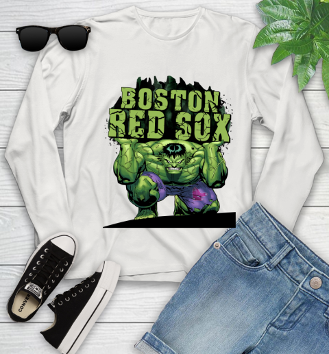 Boston Red Sox MLB Baseball Incredible Hulk Marvel Avengers Sports Youth Long Sleeve 12