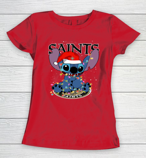 New Orleans Saints NFL Football noel stitch Christmas Women's T-Shirt 7
