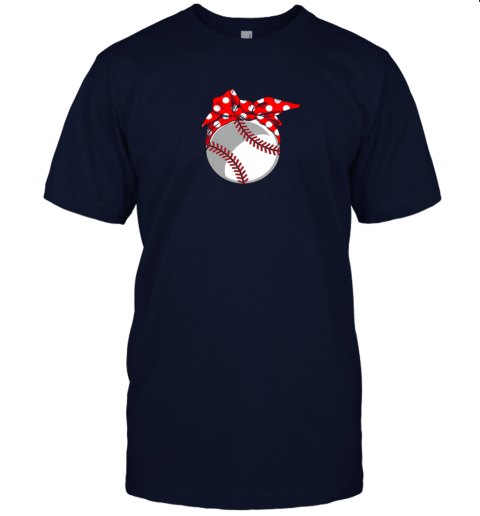 hpnm baseball sport mom red polka dot bandana jersey t shirt 60 front navy