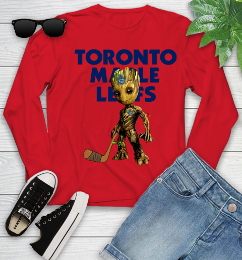 Toronto Maple Leafs NHL Hockey Groot Marvel Guardians Of The Galaxy Youth Long Sleeve 11