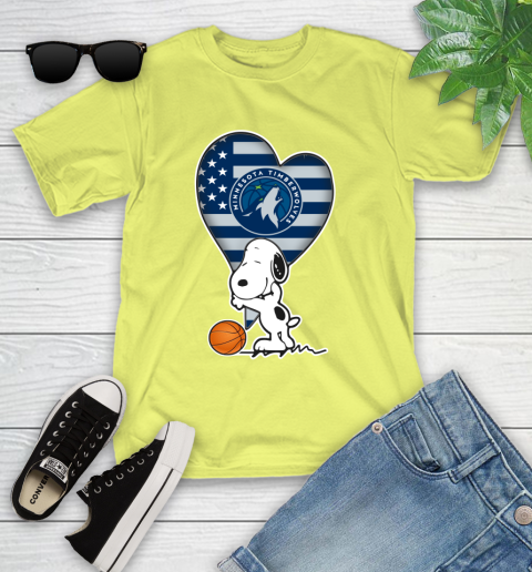 Minnesota Timberwolves NBA Basketball The Peanuts Movie Adorable Snoopy Youth T-Shirt 8