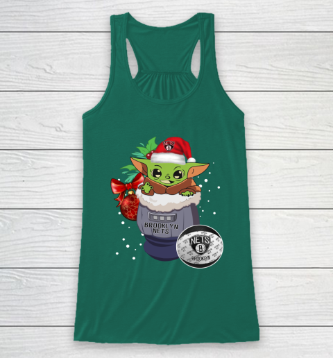 Brooklyn Nets Christmas Baby Yoda Star Wars Funny Happy NBA Racerback Tank 6