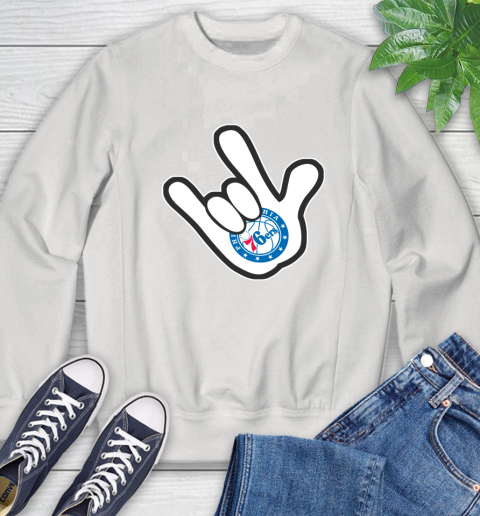 Philadelphia 76ers NBA Basketball Mickey Rock Hand Disney Sweatshirt