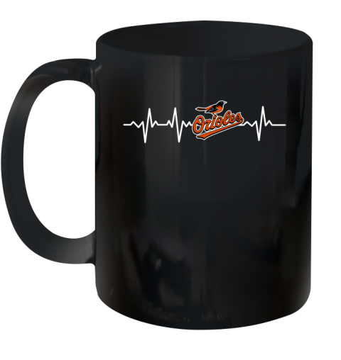 Baltimore Orioles MLB Baseball Heart Beat Shirt Ceramic Mug 11oz