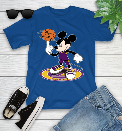NBA Basketball Los Angeles Lakers Cheerful Mickey Disney Shirt Youth T-Shirt 9